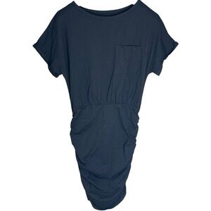 Ruched T-Shirt Short Mini Dress Black